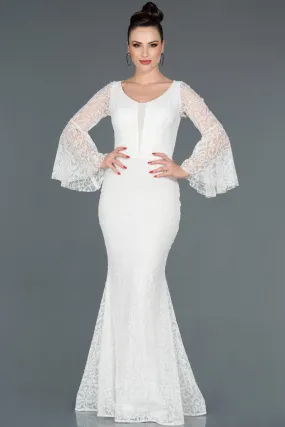 15997 Off-White Spanish Sleeve Embroidered Tulle Dress