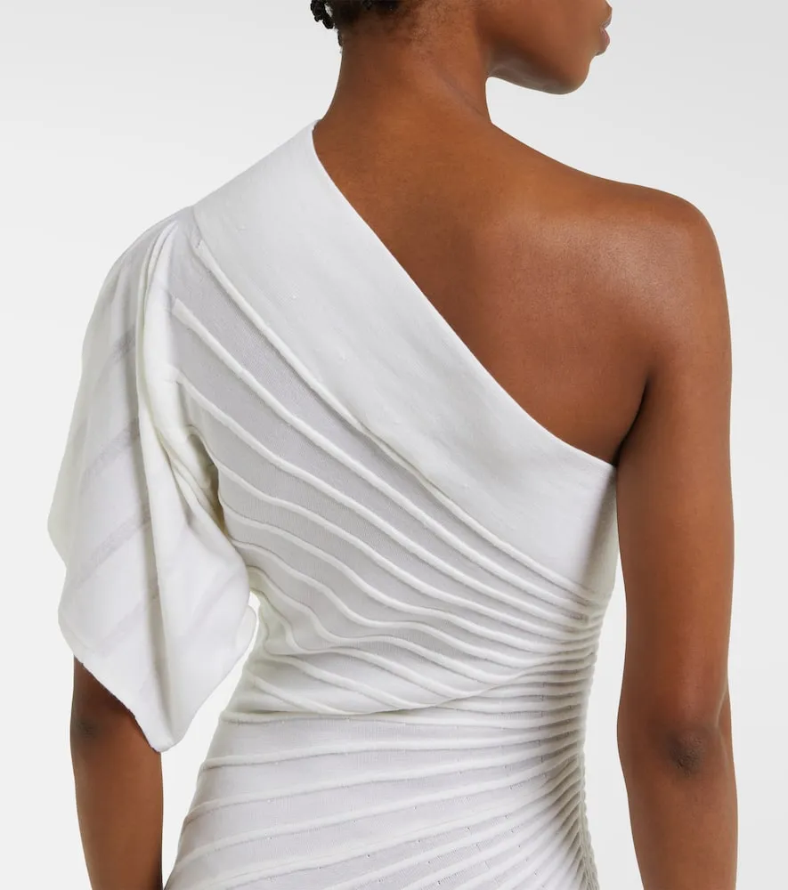 Alaia Asym Ray virgin wool midi dress