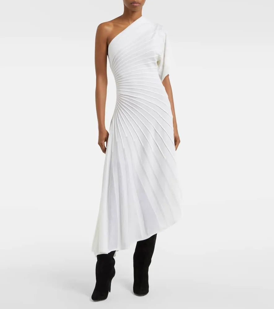 Alaia Asym Ray virgin wool midi dress