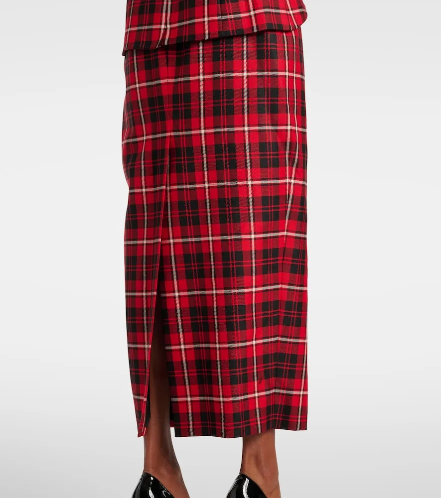 Alessandra Rich Tartan wool midi dress