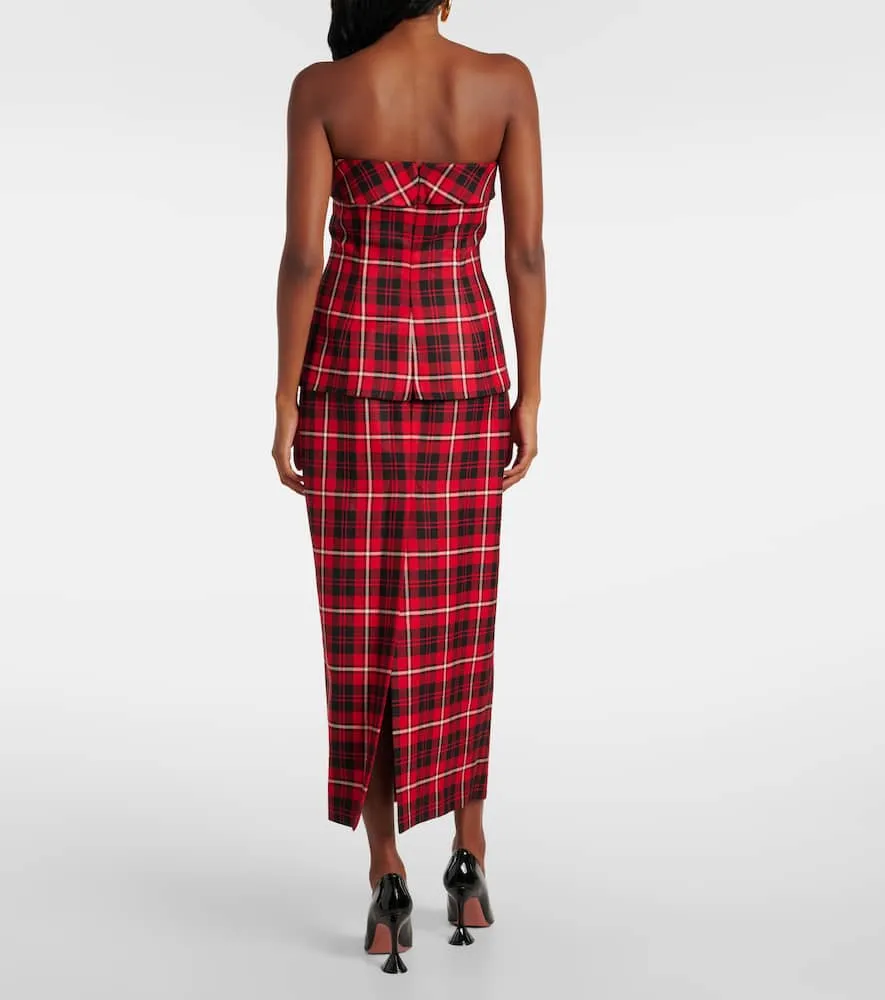Alessandra Rich Tartan wool midi dress