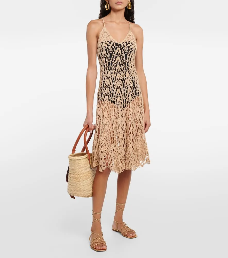 Anna Kosturova Halterneck crochet midi dress