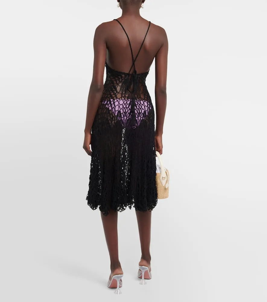 Anna Kosturova Open-knit cotton midi dress