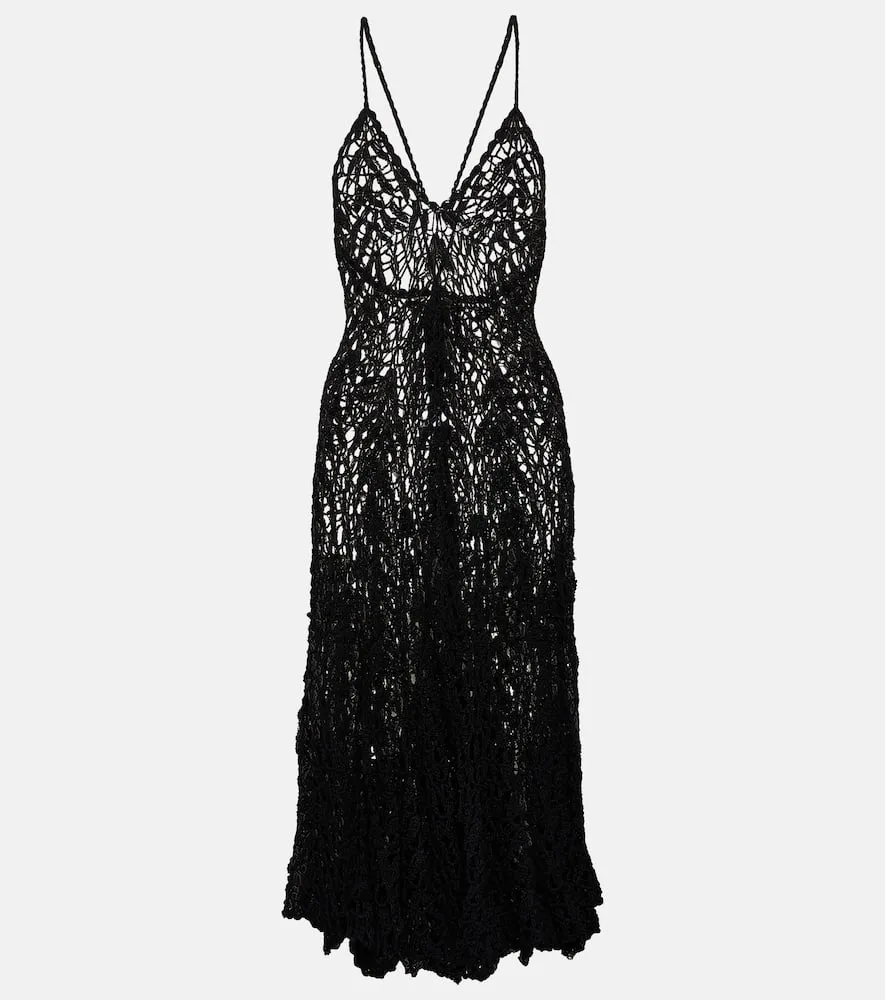 Anna Kosturova Open-knit cotton midi dress