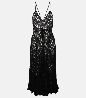 Anna Kosturova Open-knit cotton midi dress
