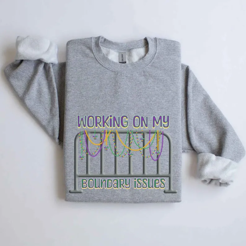 Barricade Boundary Issues Mardi Gras Sweatshirt