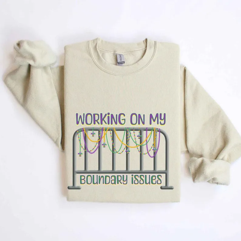 Barricade Boundary Issues Mardi Gras Sweatshirt