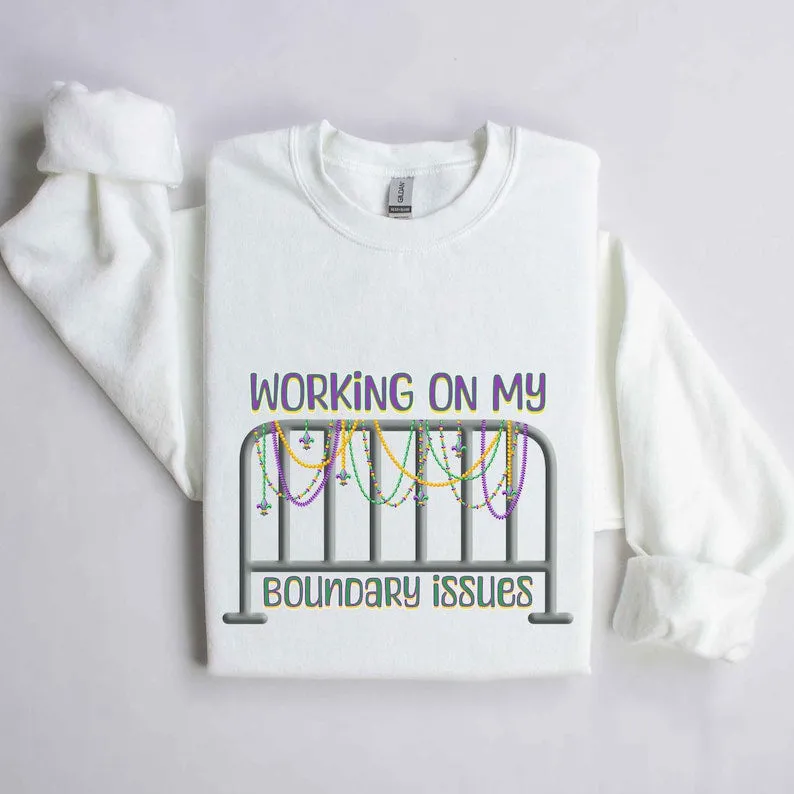 Barricade Boundary Issues Mardi Gras Sweatshirt