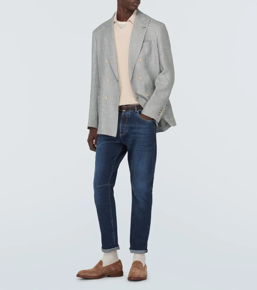 Brunello Cucinelli Houndstooth linen blazer