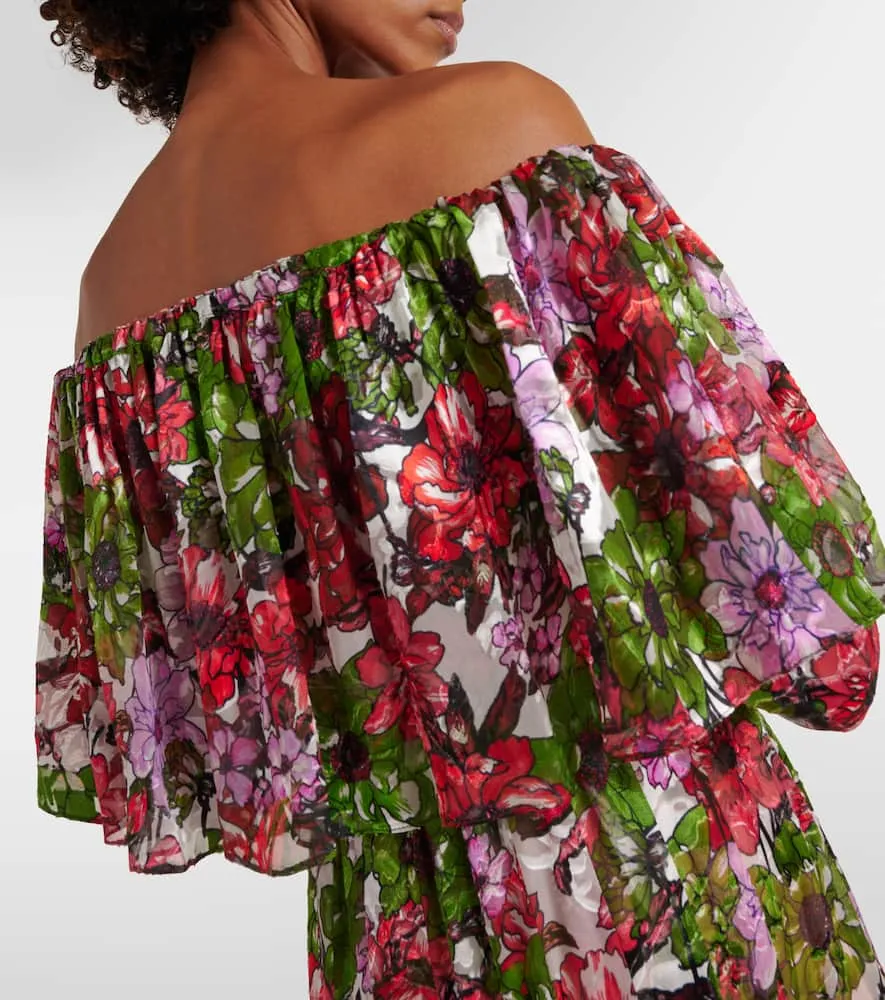 Costarellos Floria devor√É¬© silk-blend chiffon gown