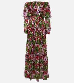 Costarellos Floria devor√É¬© silk-blend chiffon gown