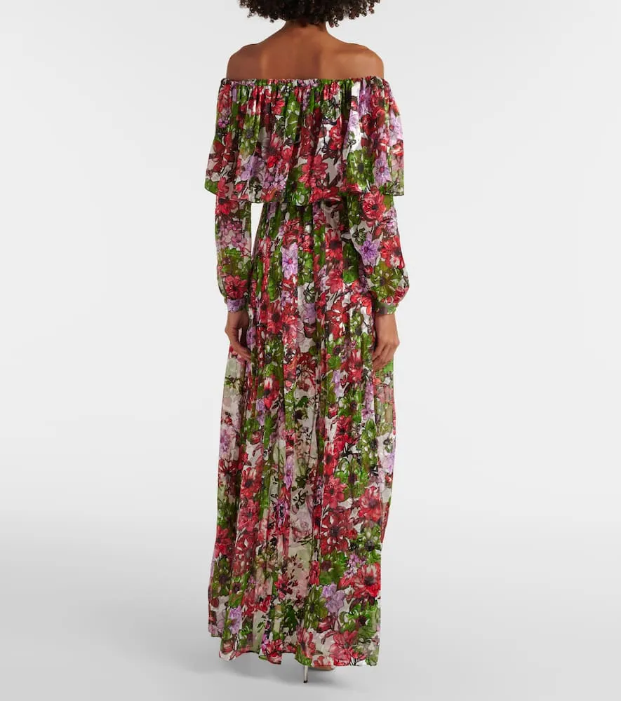 Costarellos Floria devor√É¬© silk-blend chiffon gown