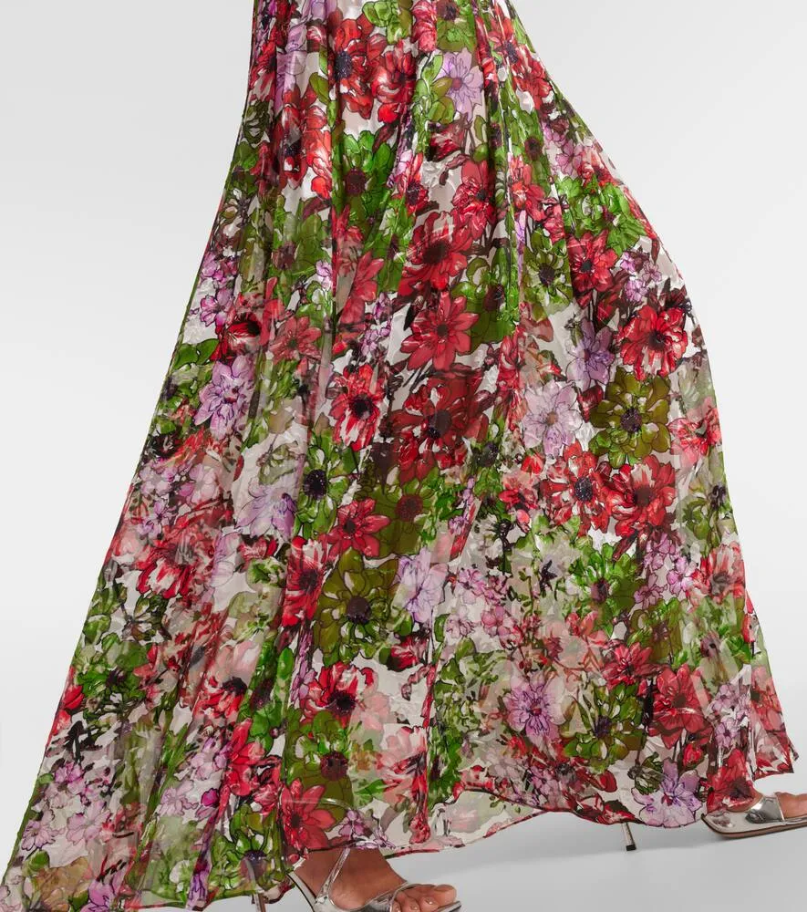 Costarellos Floria devor√É¬© silk-blend chiffon gown