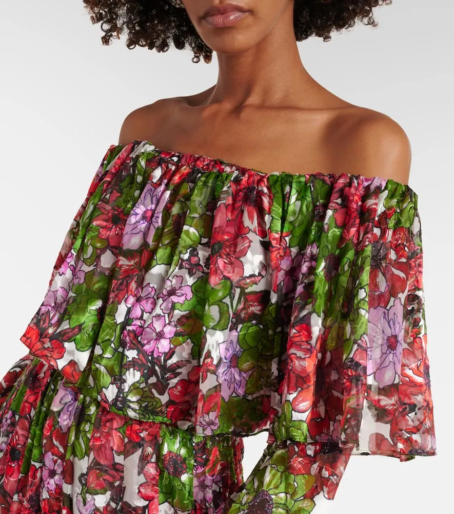 Costarellos Floria devor√É¬© silk-blend chiffon gown