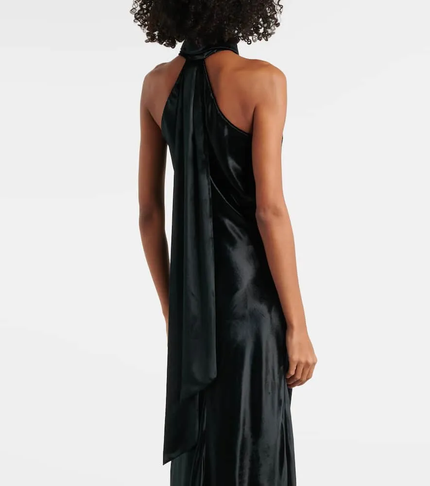 Galvan Pandora halterneck satin gown