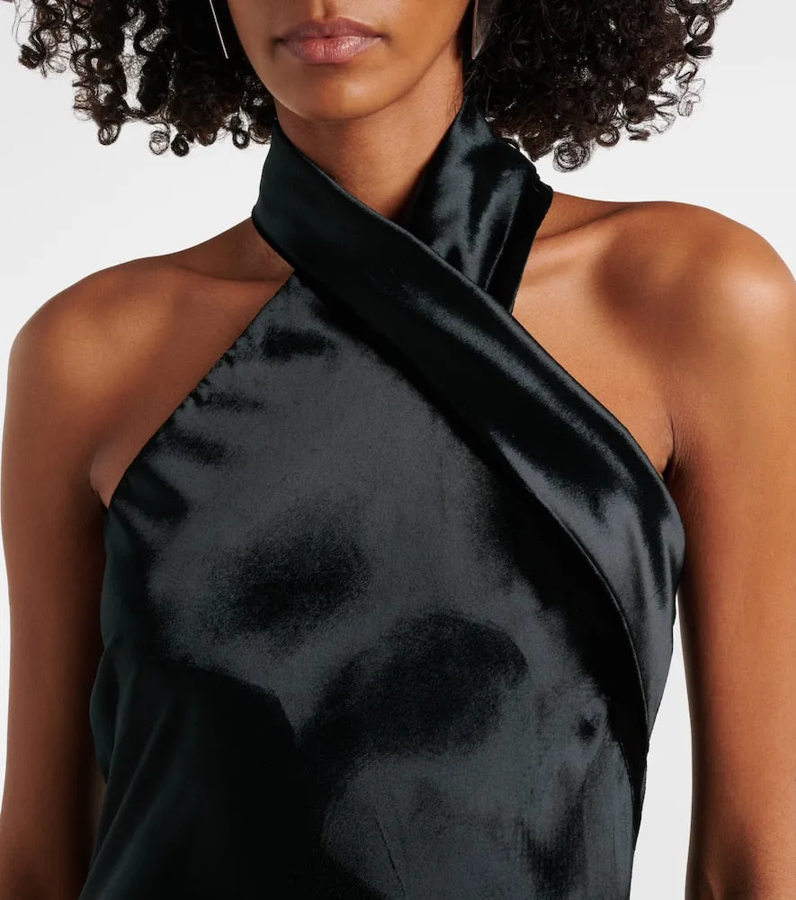 Galvan Pandora halterneck satin gown