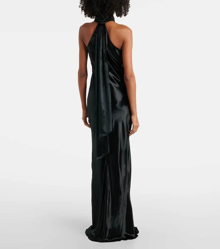 Galvan Pandora halterneck satin gown