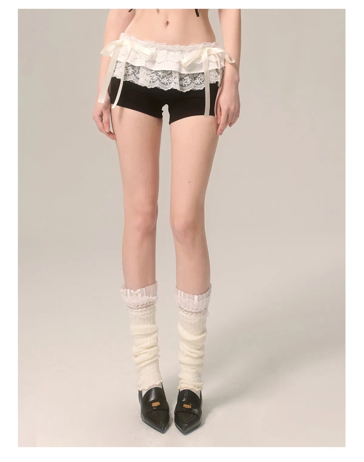 Lace Black Bow Niche Shorts Design
