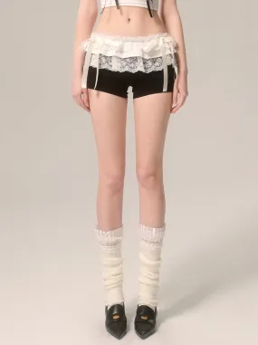 Lace Black Bow Niche Shorts Design