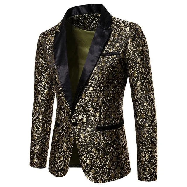 Men's Paisley Blazer Coat Suit Jacket