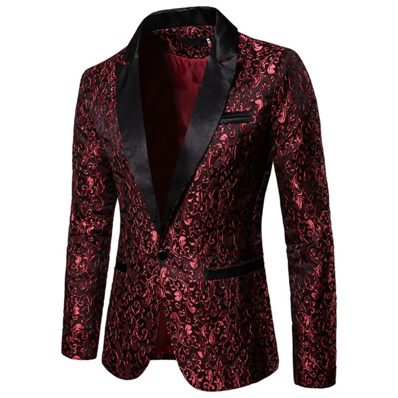 Men's Paisley Blazer Coat Suit Jacket