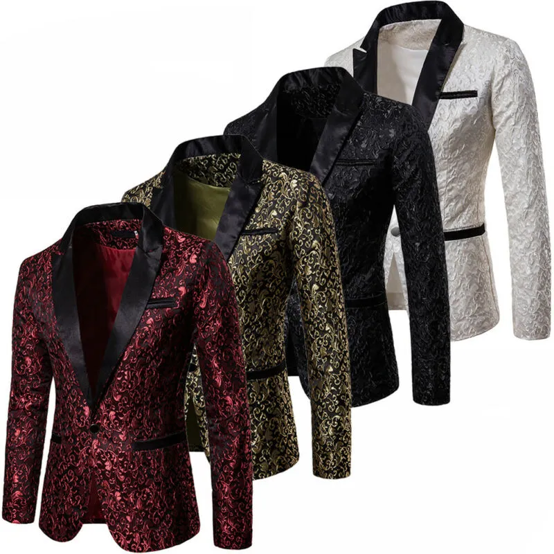 Men's Paisley Blazer Coat Suit Jacket