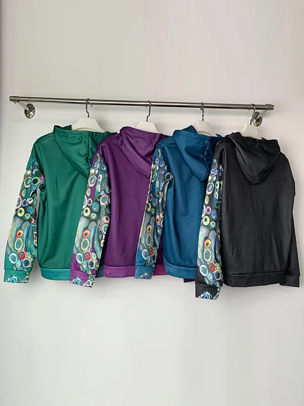 Printed Long Sleeves Hooded Hoodies Tops