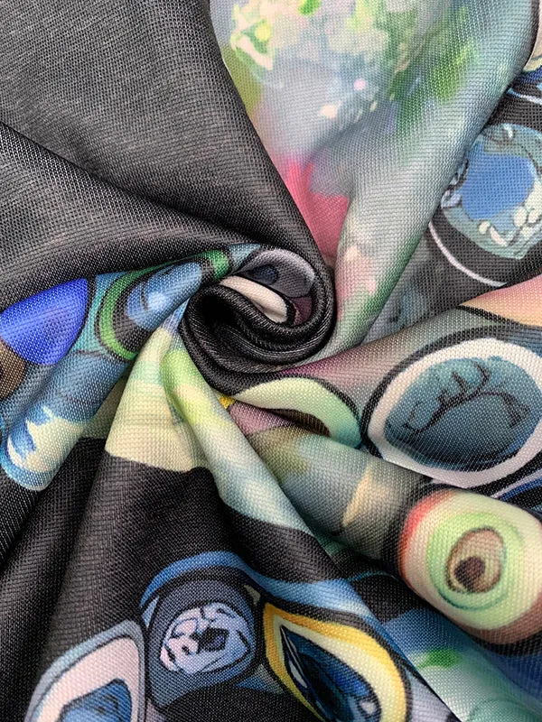 Printed Long Sleeves Hooded Hoodies Tops