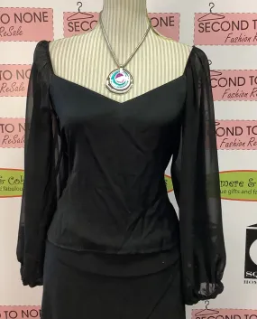 Zara Black Sheer Sleeve Top (Size XS)